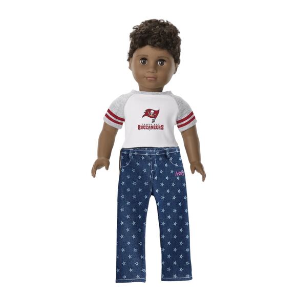 NEW American Girl Doll NFL Tampa Bay Buccaneers Fan Tee Raglan Jersey Shirt - Picture 5 of 13